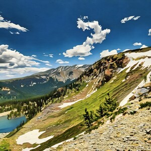 Petit lac de montagne - Photographie de nature pittoresque des montagnes Rocheuses - Photo de paysage de montagne sur toile - 0229p