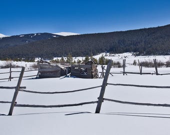 Winter Mountain Landscape Art |  Winter Mountain Cabin | Winter Landscape Art - 0262
