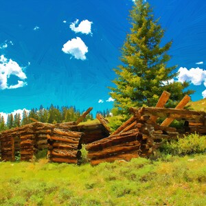 Old Dilapidated Cabins Wall Decor - Colorado Mountain Landscape Photo - Mountain Landscape Print  - 0037p