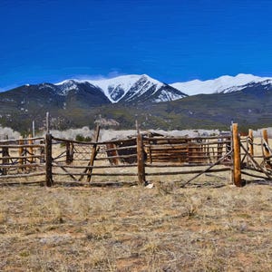 Old Mountain Corral - Winter Landscape Photograph - Colorado Nature Photography Print – 0273p