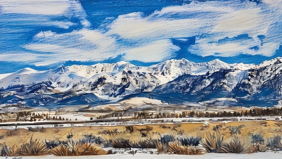 絵画 Winter Mountains Photo to Drawing - Winter Mountain Landscape Canvas Art | Winter
