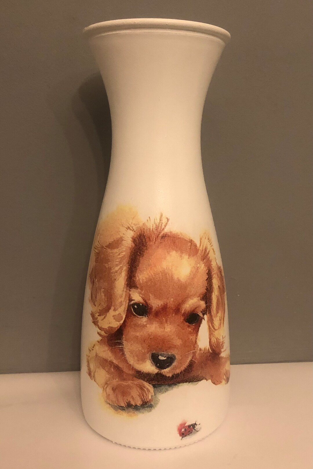 Puppy Dog, Hand Painted and Decoupaged Vase - Etsy