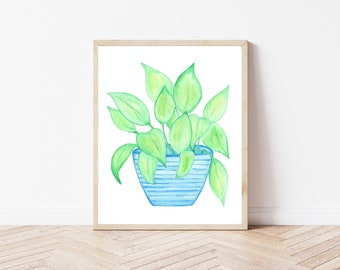 Green house plant watercolor, plant paintings, botanical art, digital print , art print