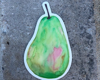 Pear magnet, watercolor pear magnet, green pear art, pear watercolor art, refrigerator magnet, car magnet