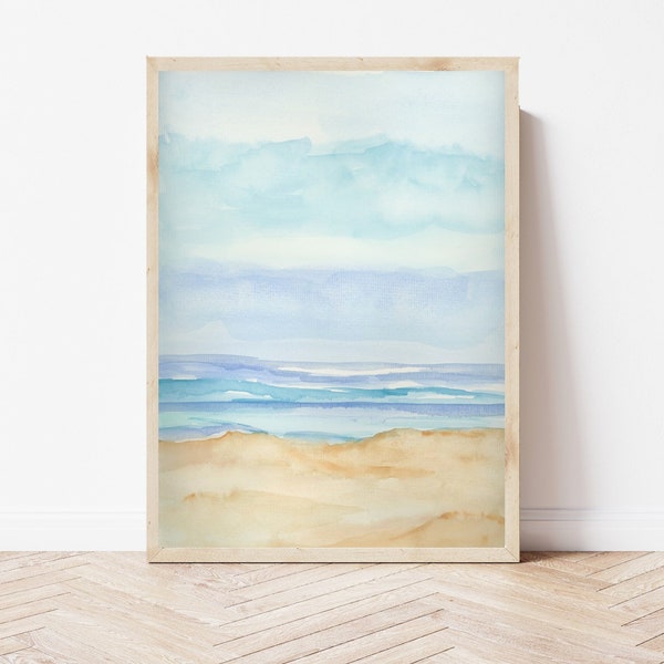 Beach landscape, landscape watercolor, costal landscape, watercolor beach scenery, watercolor landscape, beach scape, costal art