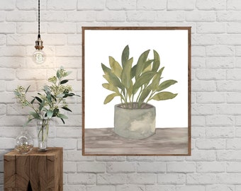 Abstract plant watercolor, watercolor plant, house plant art, house plant watercolor, plant watercolor, living room watercolor, wall decor
