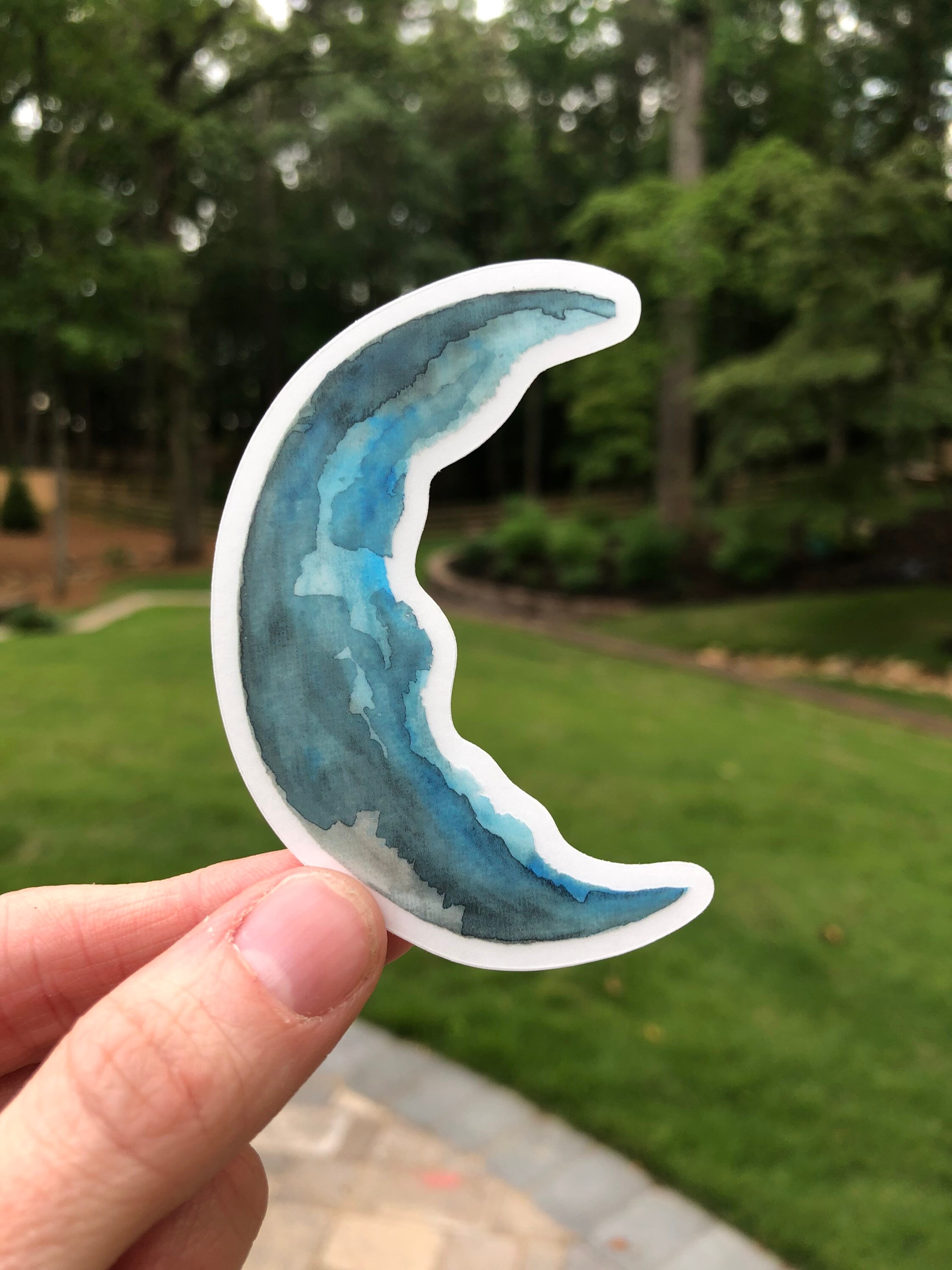 Blue Moon Watercolour Sticker for Sale by EmLosin