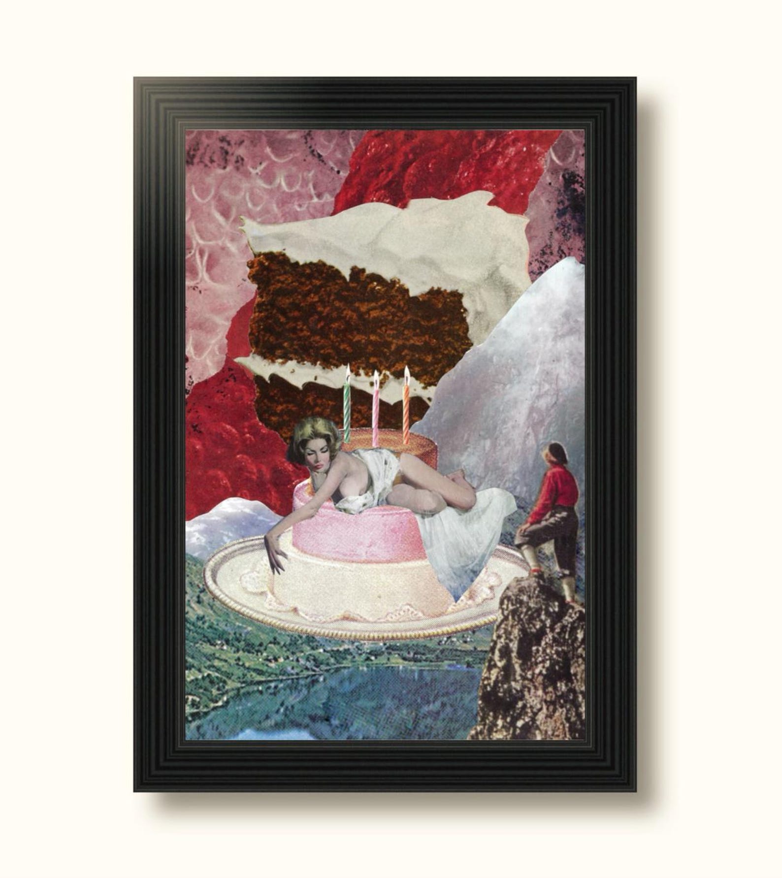 Lady Cake - Surreal Collage Art Print - Dreamlike Wall Art - Vintage ...