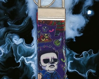 Spooky Ghost Wristlet Keychain: Horror Key Fob