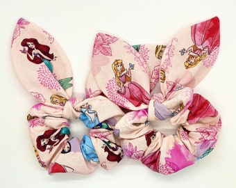 Disney Princess Scrunchies with Removable Ears | Princess Scrunchies Disneyland Scrunchies Ariel The Little Mermaid Cute Scrunchies Disney|