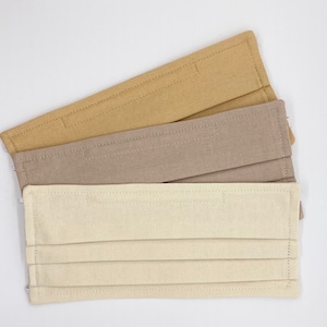 100% Cotton 2 layers, Solid Neutral Colored Pleated Face Mask with Adjustable Elastic and Nose Wire