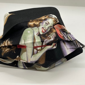 Zombie Pin Up Girl Face Mask with Nose Wire Alexander Henry Face Masks Beauties and Brains Pin up Girl Face Mask Horror Face Masks Maid