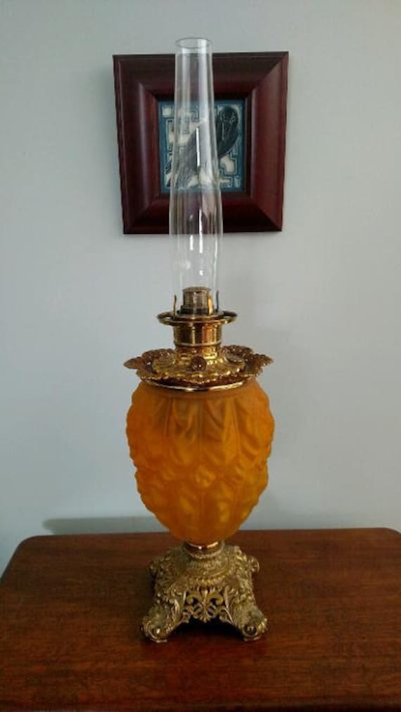 Fenton Amber Glass Gone With the Wind Lamp Etsy Australia