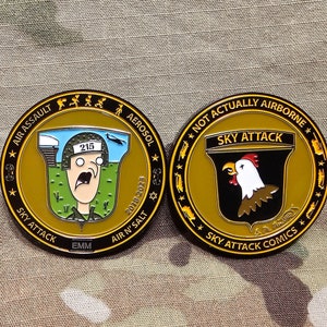 The official Sky Attack Comics challenge coin