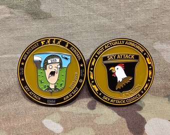 The official Sky Attack Comics challenge coin