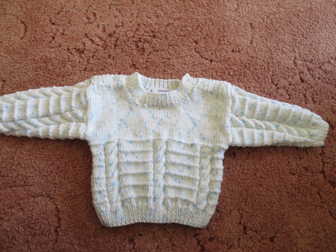 Hand Knitted White Baby Jumper Etsy