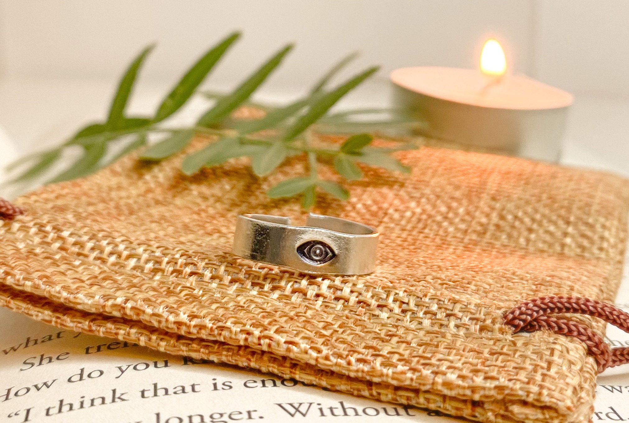 Silver Metal Stamped Eye Ring
