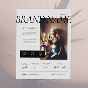 One-Page Influencer Media Kit | Instagram Media Kit | Influencer outreach | Blogger Press Kit | Fashion Media Kit | Editorial Media Kit