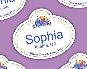 Etiqueta adhesiva con nombre de Disney, etiqueta adhesiva con nombre de Disneyland, etiqueta adhesiva con nombre de miembro del elenco