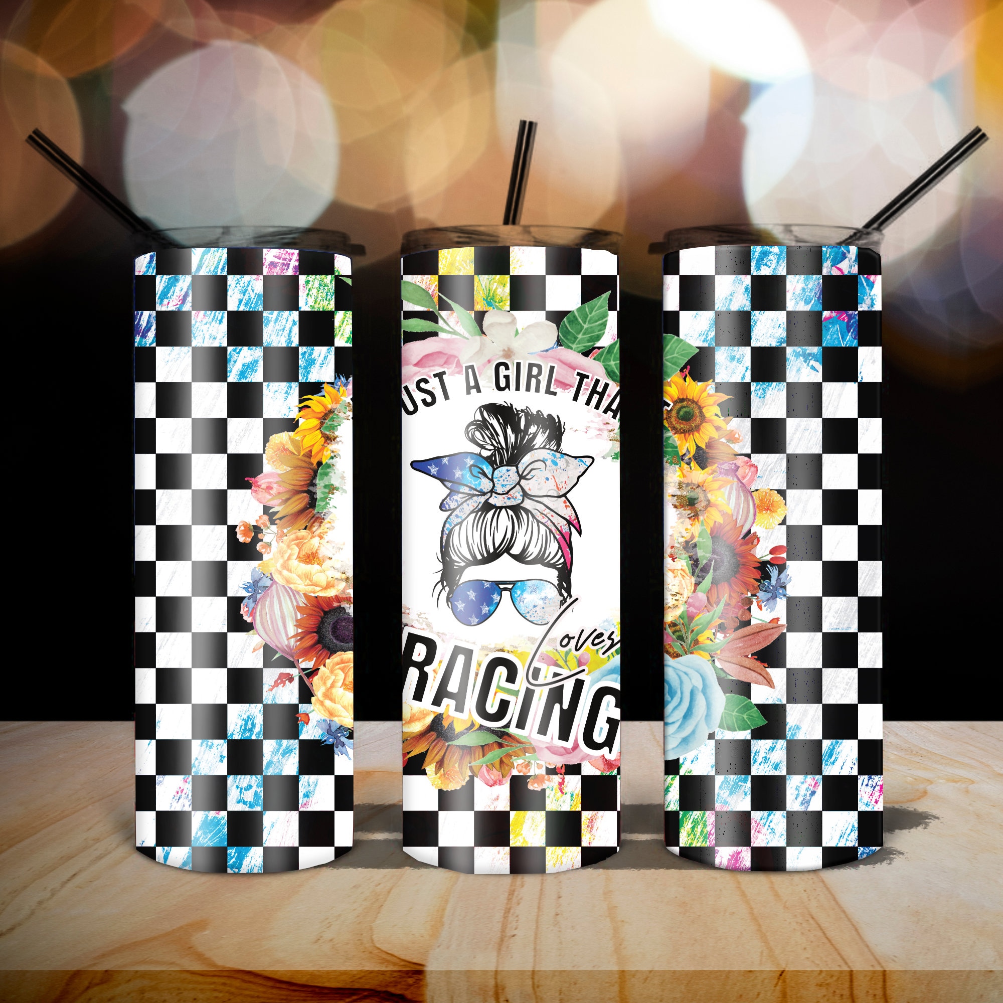 Sublimation Racing Tumbler Designs Skinny 20oz With Checkered Etsy