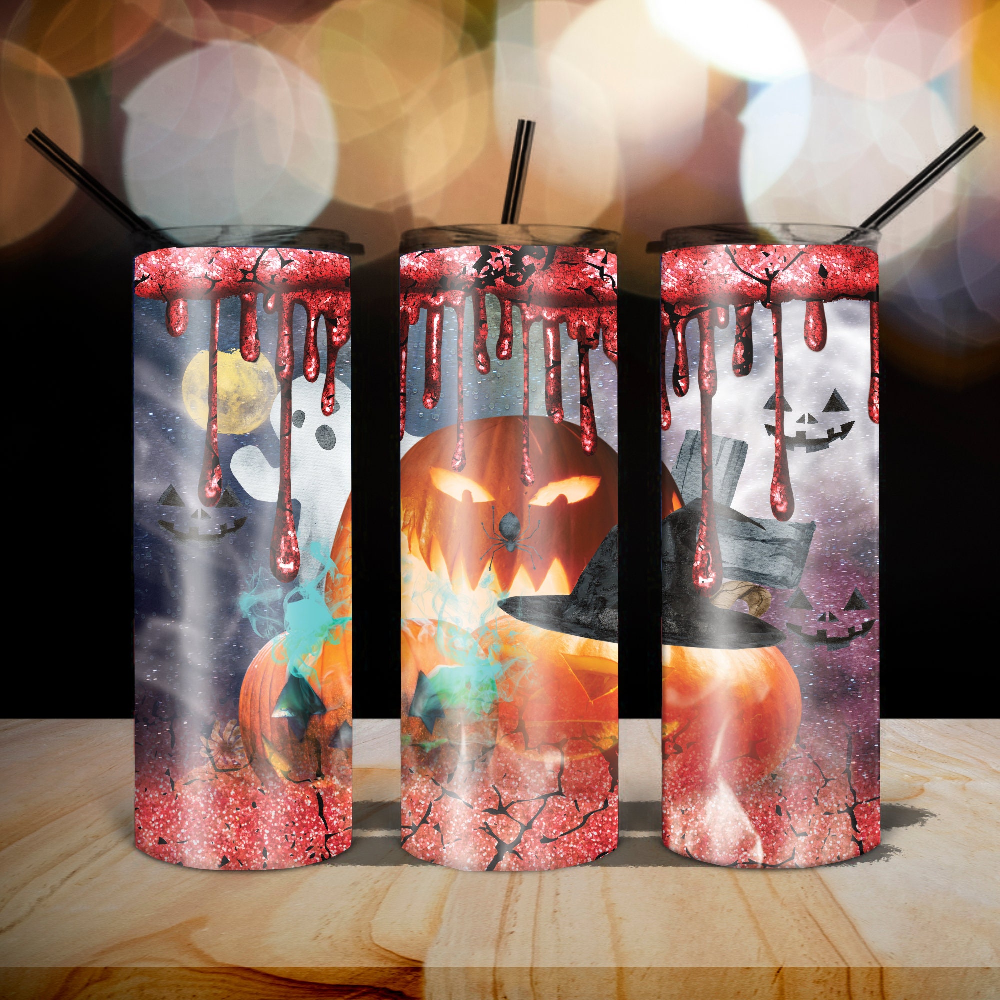Sublimation Halloween tumbler designs Skinny 20oz with Glitter Etsy