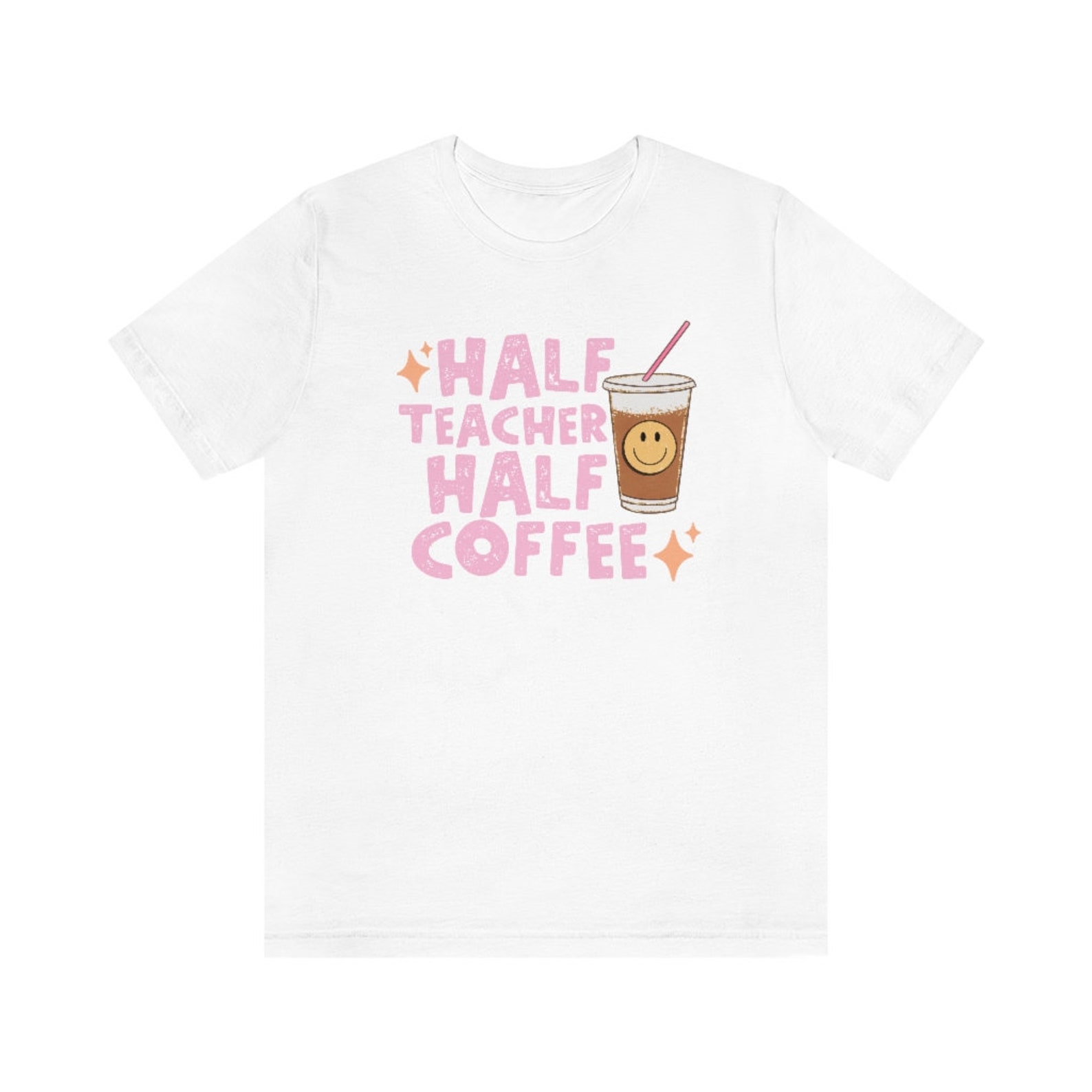 Half Teacher Half Coffee Graphic Tee Retro Floral Teacher Etsy