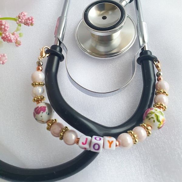 stethoscope I.D tag, customize I.D tag with beads, stethoscope accessories