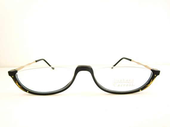 Shiratori Unisex Glasses Frame Retro Bright Black Gold Oval Half Frame  Decoration Prescription Glasses
