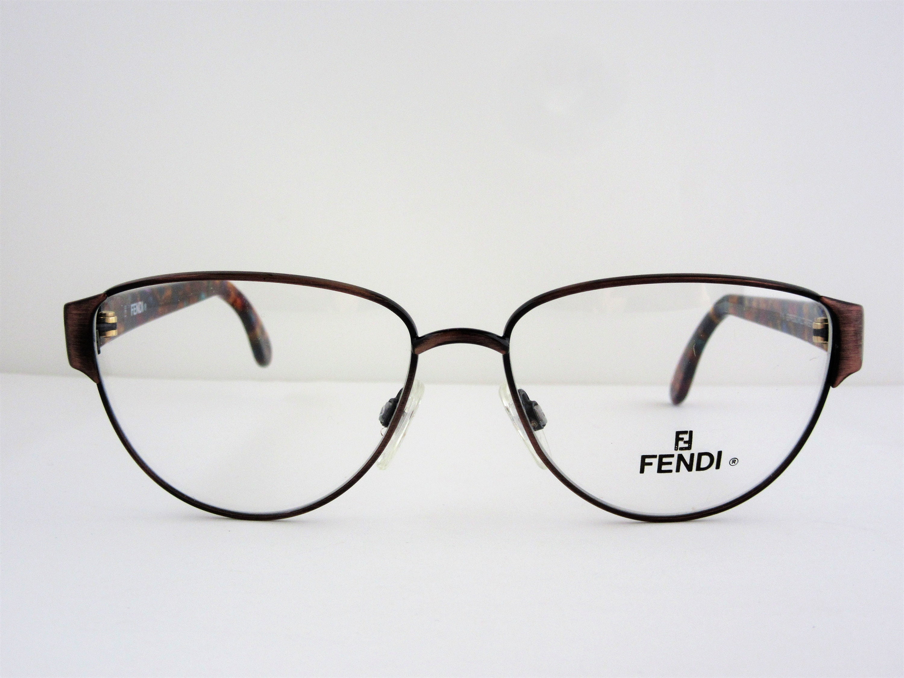 FENDI Vintage Eyeglass Frames, Espresso Amber, Italy 90s 