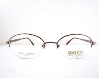 Montura de gafas semi al aire SEIKO T-063 para mujer, de titanio puro, años 90, fabricada en Japón.