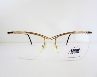 VIVA MODA 338 GTO Women&#39;s Semi Rimless Eyeglass Frames 90s Made in Japan New Old Stock