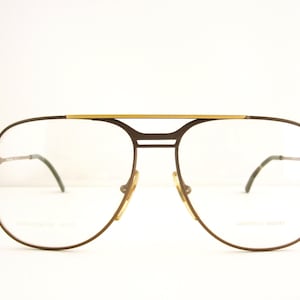 VTG Victory Optical Eyeglasses Aviator Style Gold Rim Brown Ears 5.5 54-16 EUC Vintage Aviator Eyeglass Frames: Brown Gold Double Bridge  main image 4