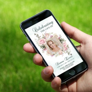 Funeral Announcement Invite, Funeral Electronic Invitation Man Woman, Memorial  Evite, Memorial Service Invitation, Instant Download F21