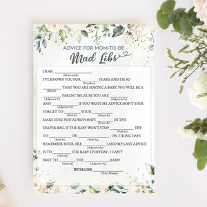 Baby Shower Advice Cards, Baby Mad Libs, Baby Shower Game Printable, Gender Neutral Baby Shower Games, Advice Card, Instant download