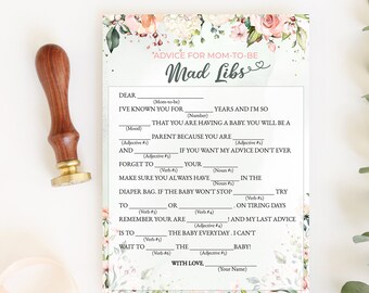 Baby Shower Games Advice, Advice For New Parents, Baby Mad Libs, Baby Shower Instant Download, Gender Neutral Baby Shower Games, Advice Card