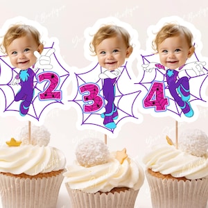 Ghost Spider Cupcake Toppers Personalized Face, Ghost Spidey Digital Toppers, Personalized Custom Toppers Superhero Inspired, Digital File