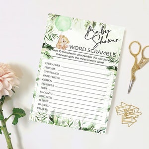 Baby Shower Word Scramble,Editable Baby Shower Games,, Download, Baby Shower Games, Printable Baby Party Games, Virtual Baby Games