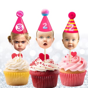 Cupcake Toppers baby face, Cupcake Photo ANY AGE, Birthday Decor, Cupcake kid birthday, cupcake toppers face kid Cupcake Topper Digital File