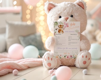 GIONAR Baby Shower Prediction Cards Set - 20 Cards With Wood Clamps & Twine, Gender Reveal Advice Game