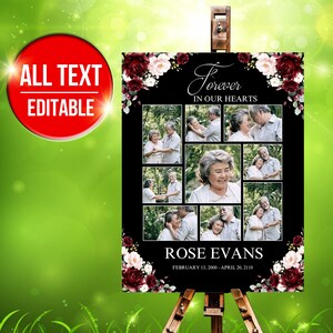 Funeral Welcome Sign Photo Collage Template, Memorial Poster, Multiple Photo Sign, Instant Download, Memorial Sign Celebration Of Life010