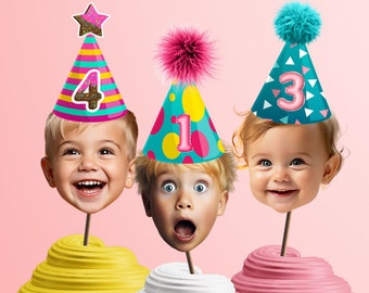 Süsses Gesicht Cupcake Topper, 1. Geburtstag Cupcake Topper 2.3.4