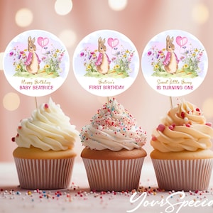 Peter Rabbit Party Picks Canape Flags, Peter Rabbit Cake Decor Easter Party Cake Toppers Christening Cake Decor Bunny Birthday Party ANY AGE