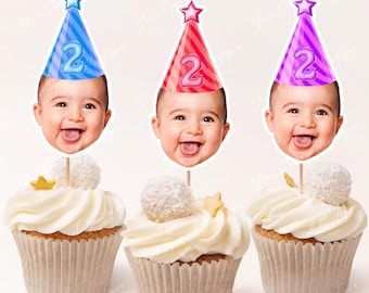 Custom face cupcake topper - First Birthday Party Decor, Baby Face Cut Out, Personalized Cake Decoration, Birthday Decoration, any age