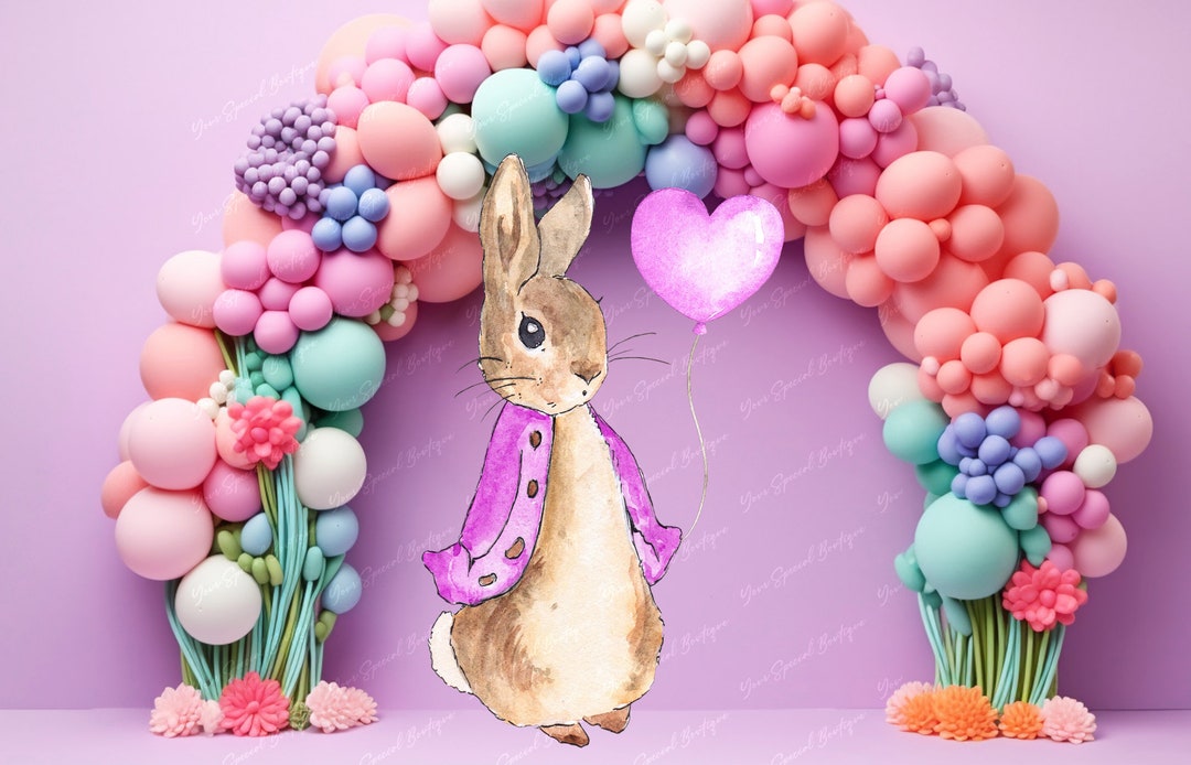 Peter Rabbit Big Decor Cutout, Magenta Balloon Bunny Birthday, Rustic ...