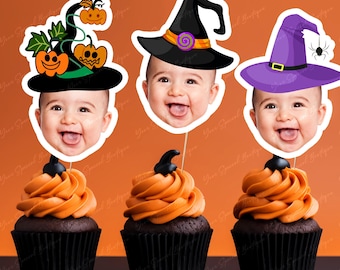 Cupcake-Topper Set – 24 Stück, Hexenhut & Krone, Rosa/grün, Lebensmittelecht, Für Mottopartys
