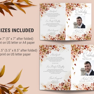Fall Progrm Template Funeral Program Template Fall, Funeral Memorial Program, Funeral ...