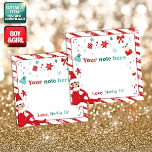 Editable Elf Note Cards Elf Christmas Activities Christmas Elf Ideas Elf Games Elf Activities Christmas Elf Mini Notes Instant Download