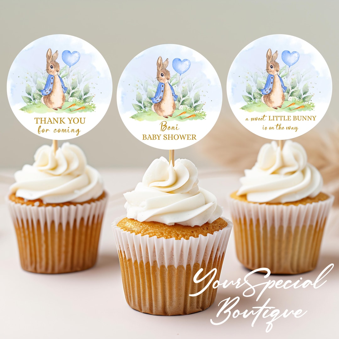 Peter Rabbit Cupcake Toppers | Peter Rabbit Theme | Baby Shower Party ...