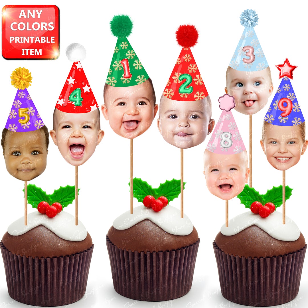 Cupcake Toppers , Christmas Cupcake Toppers Baby Face, Cupcake Photo