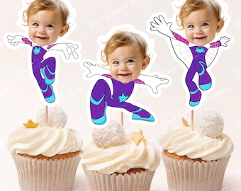 Ghost Spider Photo Cupcake Toppers Inspired, Ghost Spidey Digital Toppers, Personalized Custom Cupcake Toppers Superhero, Digital File